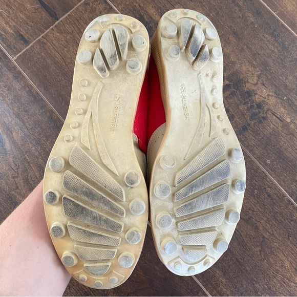 Superga RARE Red Tan Leather Mod 70s Sneakers Athletic Retro Style Size 39 - Picture 8 of 9